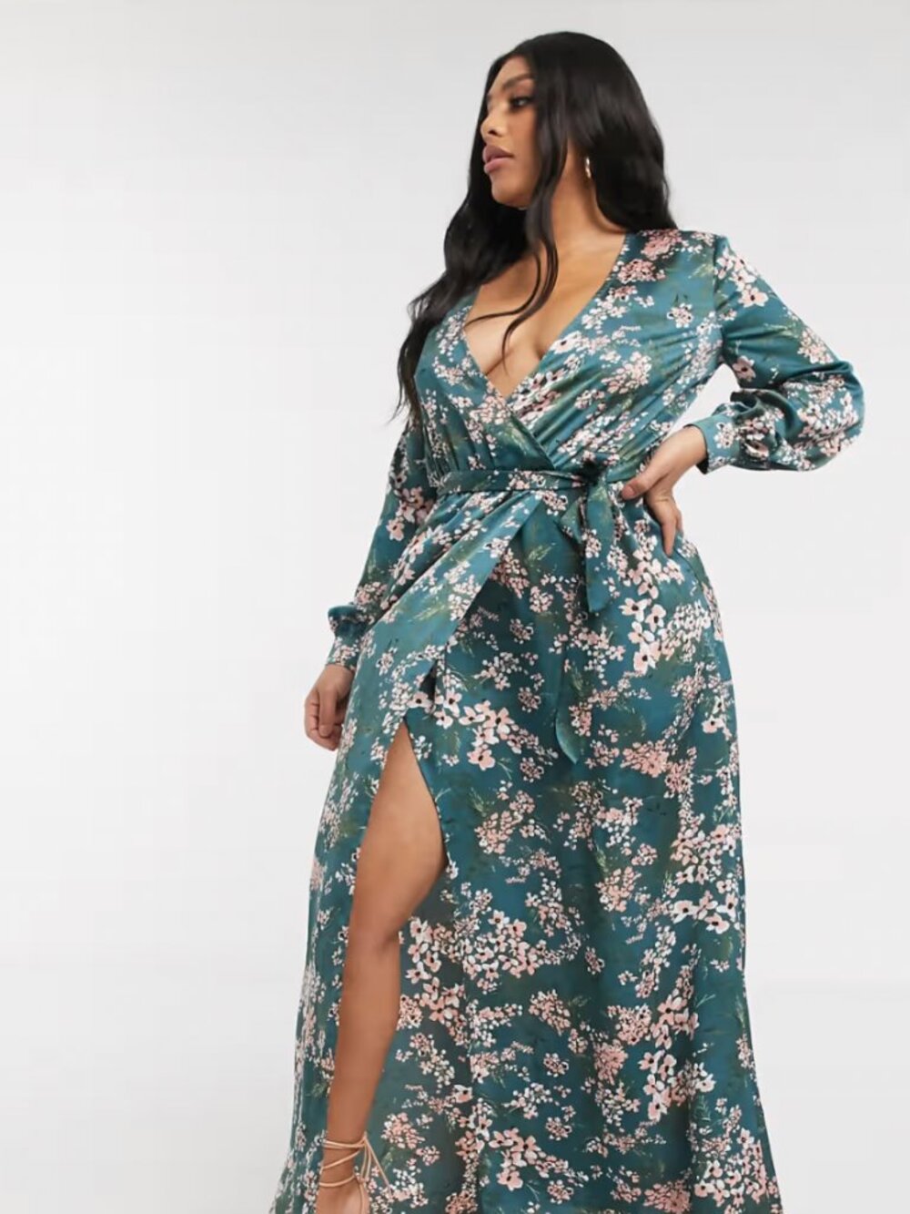 NWT Missguided+ Teal Floral Maxi Dress - Size 20